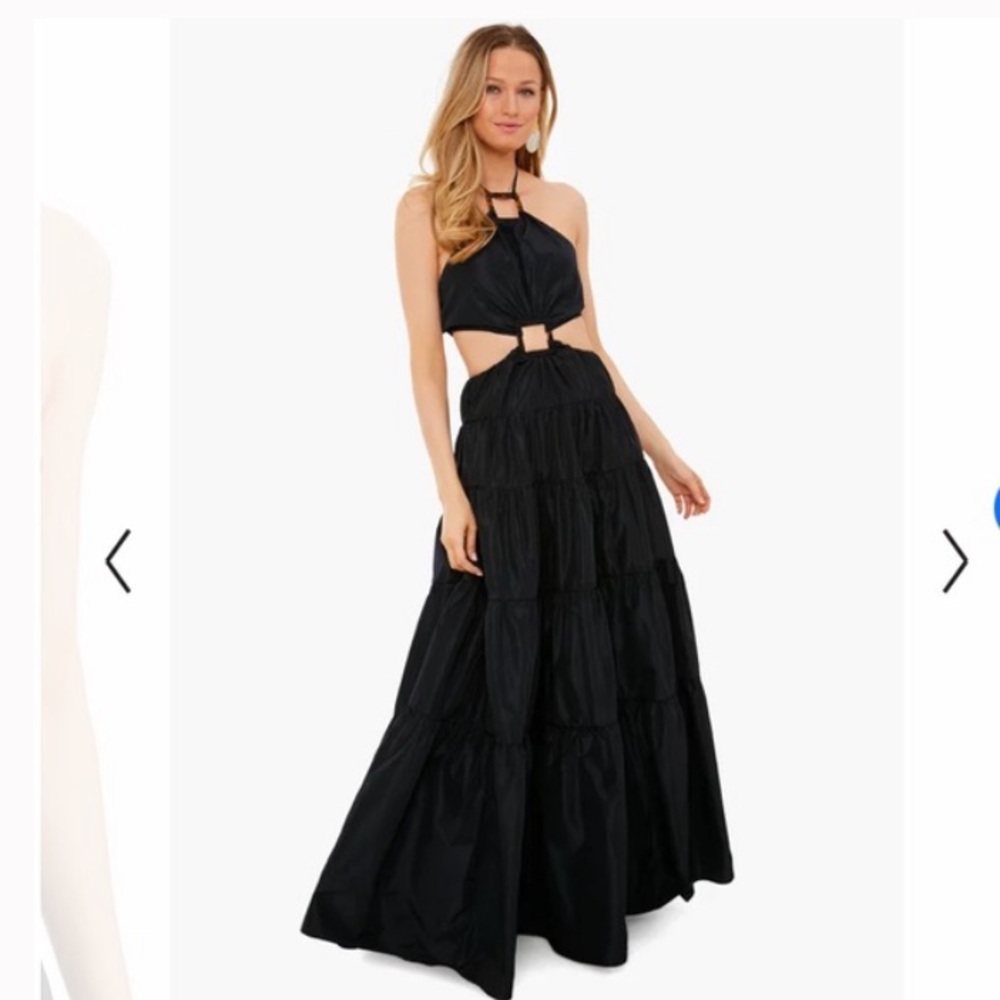 STAUD Dome Taffeta Cut-out Maxi Dress Black Size XS